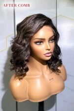 5*5 HD Lace Short Wavy Salt & Pepper Bob Wig For Lady - Image 6