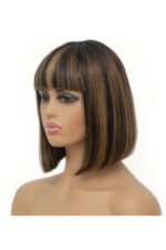 Non Lace Wig With Head Spin Highlight 99J&27# Straight Human Hair MM12 - Image 7