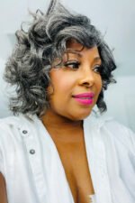 Short Wavy Salt & Pepper Bob Wig For Lady Non Lace MM01 - Image 6