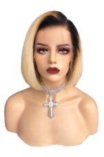 13*6 Short Lace Front Wigs 1B/27# Straight Hair - Image 2