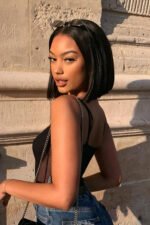 Glueless Hd Lace Front Short Wig Black Blunt Cut Bob Fake Scalp - Image 3