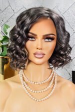 Short Wavy Salt & Pepper Bob Wig For Lady Non Lace MM01 - Image 2
