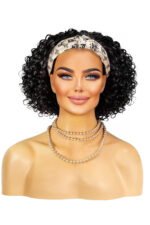 Curly Human Hair Headband Wig Short Bob Fashion Style