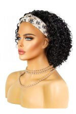 Curly Human Hair Headband Wig Short Bob Fashion Style - Image 2