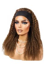 Chocolate Kinky Curly Headband Wig Human Hair HBW10 - Image 3