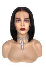 Glueless Hd Lace Front Short Wig Black Blunt Cut Bob Fake Scalp - Image 6