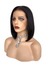 Glueless Hd Lace Front Short Wig Black Blunt Cut Bob Fake Scalp - Image 7