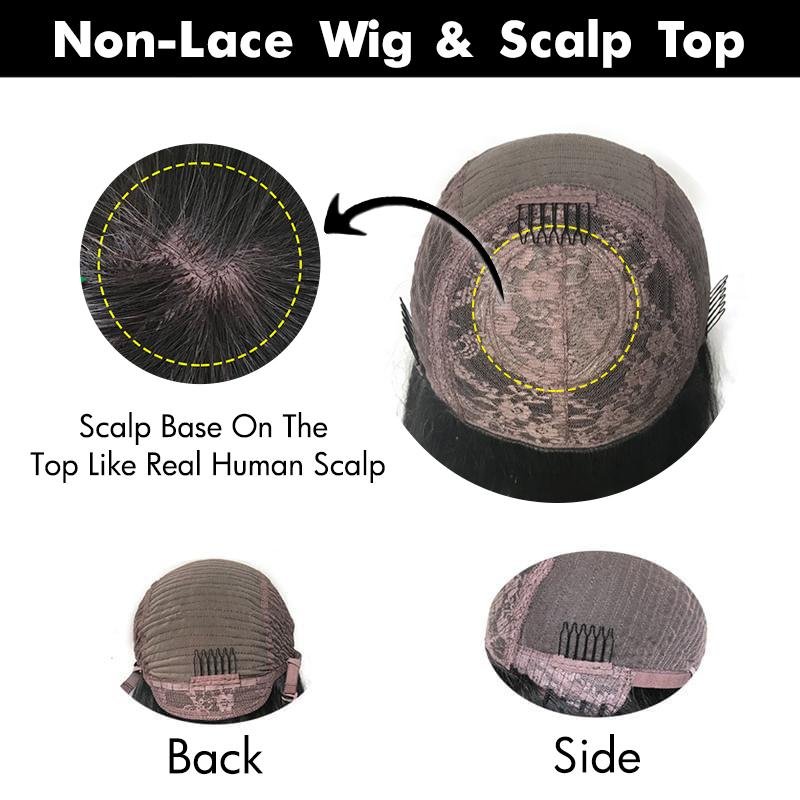 Non Lace Wig With Head Spin Highlight 99J&27# Straight Human Hair MM12 - Image 10