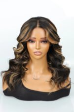 Black Wig with Brown Highlights Glueless HD Lace Body Wave