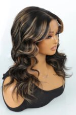 Black Wig with Brown Highlights Glueless HD Lace Body Wave - Image 5