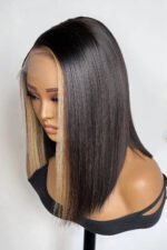 Blonde Bob Highlights Deep Side Part Asymmetrical Cut Glueless - Image 3