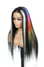 Bright Rainbow Colored Wig Glueless HD Lace Front Straight Highlights - Image 5