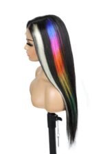 Bright Rainbow Colored Wig Glueless HD Lace Front Straight Highlights - Image 8