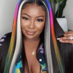 Bright Rainbow Colored Wig Glueless HD Lace Front Straight Highlights