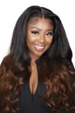 13x6 HD Lace Wig Ombre Dark Brown Human Hair - HD07