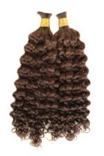 Double Drawn Dark Brown #4a Color Water Wave Bulk Human Hair BU42 - Image 2