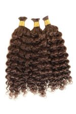 Double Drawn Dark Brown #4a Color Water Wave Bulk Human Hair BU42 - Image 3