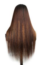 Dark Roots Brown Ombre With Blonde Highlights 13x6 HD Straight Wig - Image 3