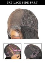 5x5 Closure 14 Inch Blunt Cut Burgundy Side Part Asymmetrical Bob - Image 6