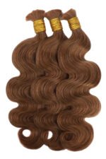 Double Drawn Auburn Brown Body Wave Bulk Hair BU60 - Image 6