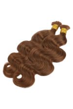 Double Drawn Auburn Brown Body Wave Bulk Hair BU60 - Image 7