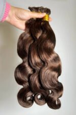 Double Drawn Dark Brown Body Wave Bulk Hair For Braiding BU59 - Image 2