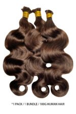 Double Drawn Dark Brown Body Wave Bulk Hair For Braiding BU59 - Image 3