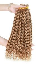 Double Drawn Golden Brown Color Water Wave Bulk Hair BU48 - Image 2