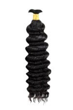 Double Drawn Jet Black Deep Wave Bulk Human Hair BU57