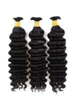 Double Drawn Jet Black Deep Wave Bulk Human Hair BU57 - Image 4