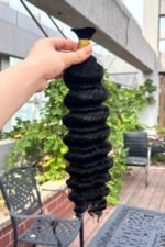 Double Drawn Jet Black Deep Wave Bulk Human Hair BU57 - Image 3