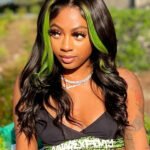 Green Skunk Stripe Wig Glueless HD Lace Frontal Human Hair Body Wave