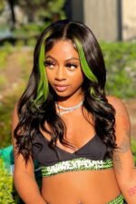 Green Skunk Stripe Wig Glueless HD Lace Frontal Human Hair Body Wave
