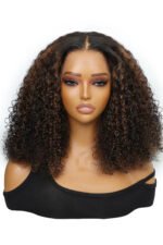 Jerry Curl Black Wig with Brown Highlights Glueless Hd Lace Frontal - Image 6