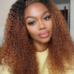 Lace Headband Wig Auburn Brown Deep Curly-LH08
