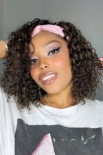 Lace Headband Wig Deep Wave Highlight Brown 12 Inch Bob Human Hair - Image 3