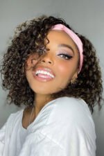 Lace Headband Wig Deep Wave Highlight Brown 12 Inch Bob Human Hair