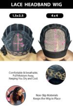 12 Inch Blunt Cut Bob Lace Headband Wig Kinky Straight Black - Image 5