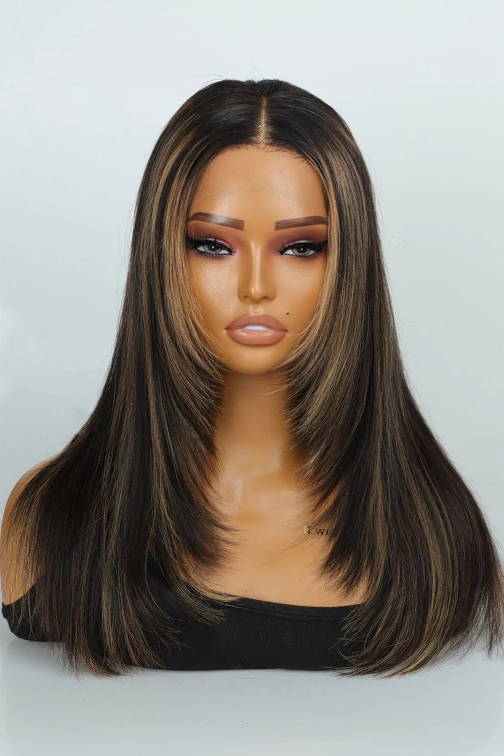 layered-wolf-cut-black-wig-with-brown-highlights-glueless-hd-lace-1.jpg Layered Wolf Cut Black Wig with Brown Highlights Glueless HD Lace - Image 1