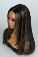 Layered Wolf Cut Black Wig with Brown Highlights Glueless HD Lace - Image 2