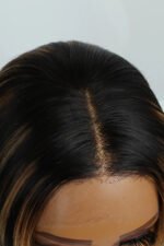 Layered Wolf Cut Black Wig with Brown Highlights Glueless HD Lace - Image 4