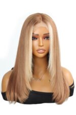 Layered Wolf Cut Skunk Stripe Wig Blonde Highlights Glueless - Image 3