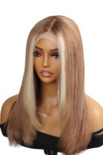 Layered Wolf Cut Skunk Stripe Wig Blonde Highlights Glueless - Image 4