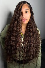 Double Drawn Dark Brown Loose Wave Bulk Hair For Braiding BU63 - Image 6
