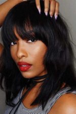 No Glue Lace Top Wigs Big Ocean Wave 12 inch Bob with Bangs - Image 2