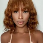 No Glue Lace Top Wigs Big Ocean Wave 12 inch Bob with Bangs