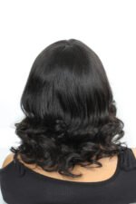 No Glue Wig With Top Lace Soft Wave Bob Virgin Hair with Bangs - Image 3