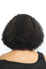 No Glue Wigs With Lace Front Top and Bangs Highlight Brown Curly - Image 3
