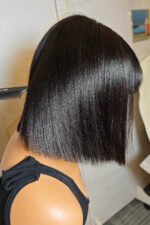 No Glue Top Lace Wigs 10 Inch YaKi Bob Human Hair Straight with Bangs - Image 3