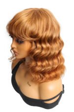 No Glue Lace Top Wigs Big Ocean Wave 12 inch Bob with Bangs - Image 5